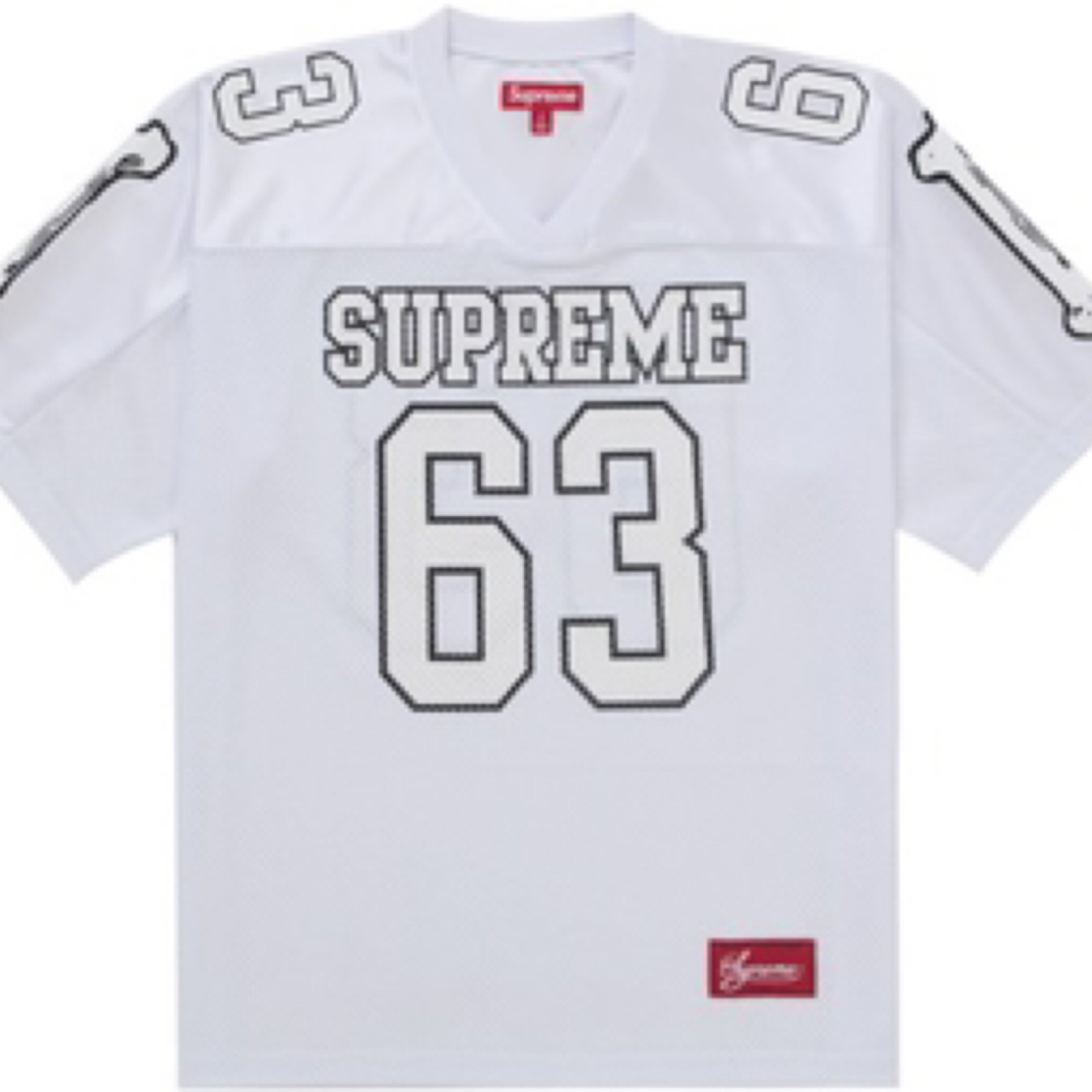 Supreme アメリカンフットボールシャツ 63 ホワイト Supreme White Bones Football Jersey | PRESTIGE COLLECTIVE